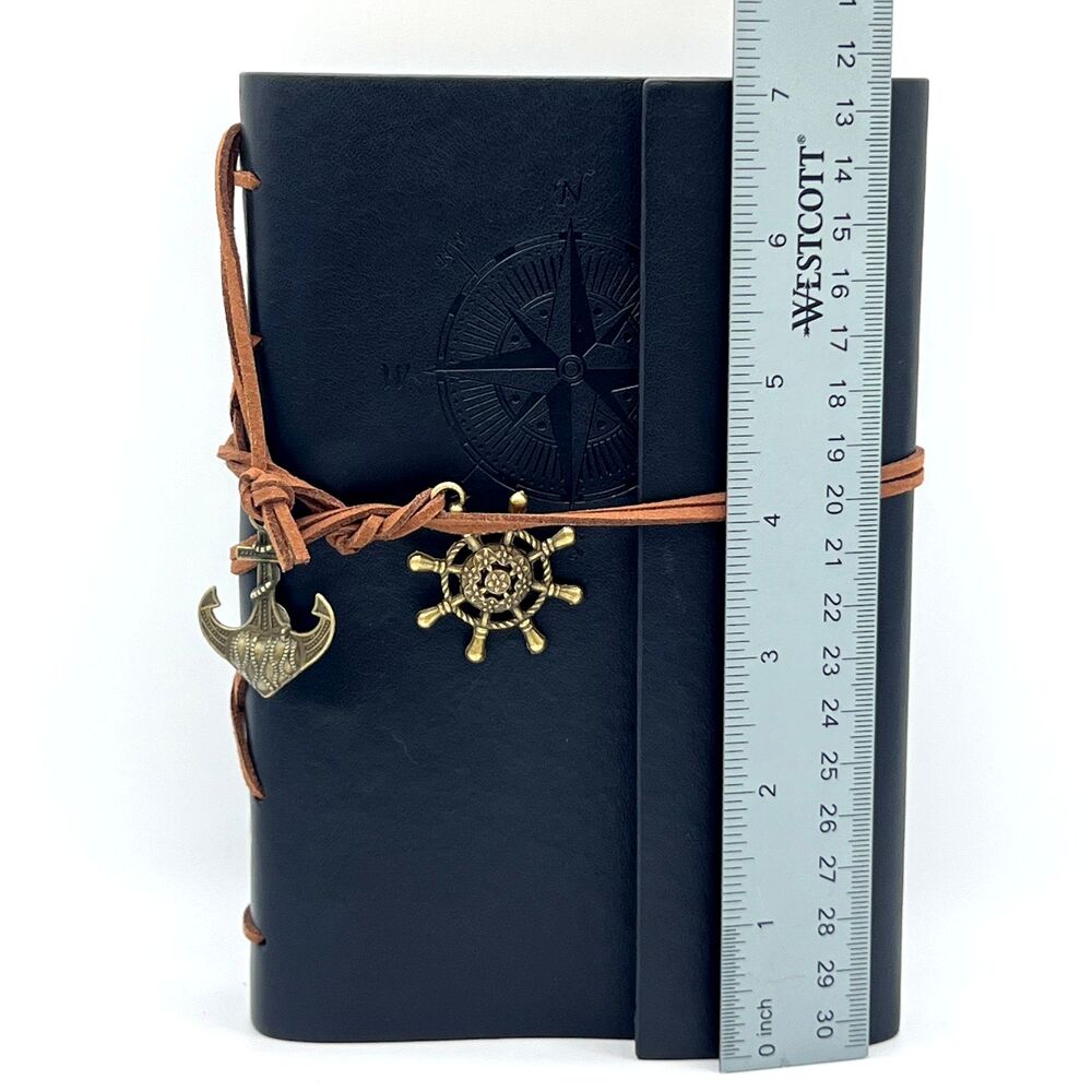 MALEDEN Leather Journal Notebook, Vintage Spiral Notebook Refillable Black - Picture 9 of 11